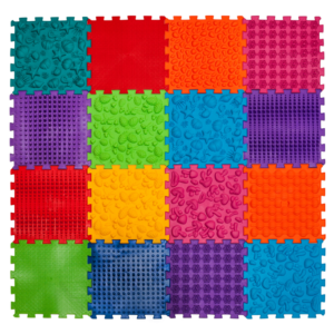 Senzomotorický masážny koberec Puzzle "Mega Mix" 16 prvkov