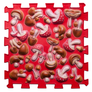 Masážna podložka Puzzle Ortek Huby Farebné Červené 1 modul