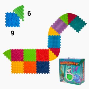 Masážna podložka Ortek Dinosaury Puzzle 9 prvkov + 6 trojuholníkov