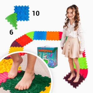 Masážna podložka Ortek Dinosaury Puzzle 10 prvkov + 6 trojuholníkov